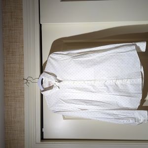 J. Crew Haberdashery Polka Dot Button Down Cotton Stretch Shirt Womens Sz XL